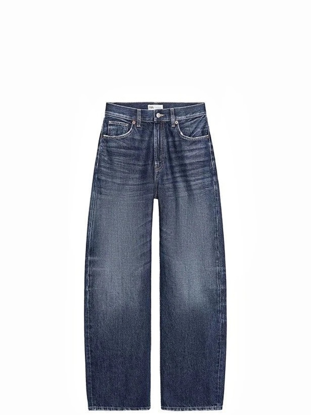 Zara High Rise Straight Wide Leg Jeans Straight Leg Jeans in Blue Size 28